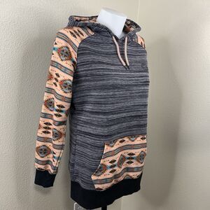 Hooey Aztec Multicolor Sleeves Gray Hoodie Women’s Sz M